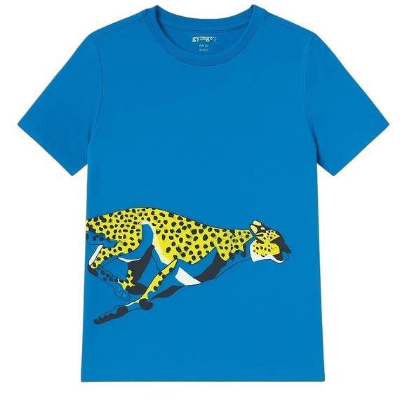 Gymgo Blue Cheetah Graphic Tee – Size M (7–8) - Picture 2 of 10